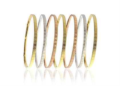 Three Tone Plated 7 Days Semanario Bangles